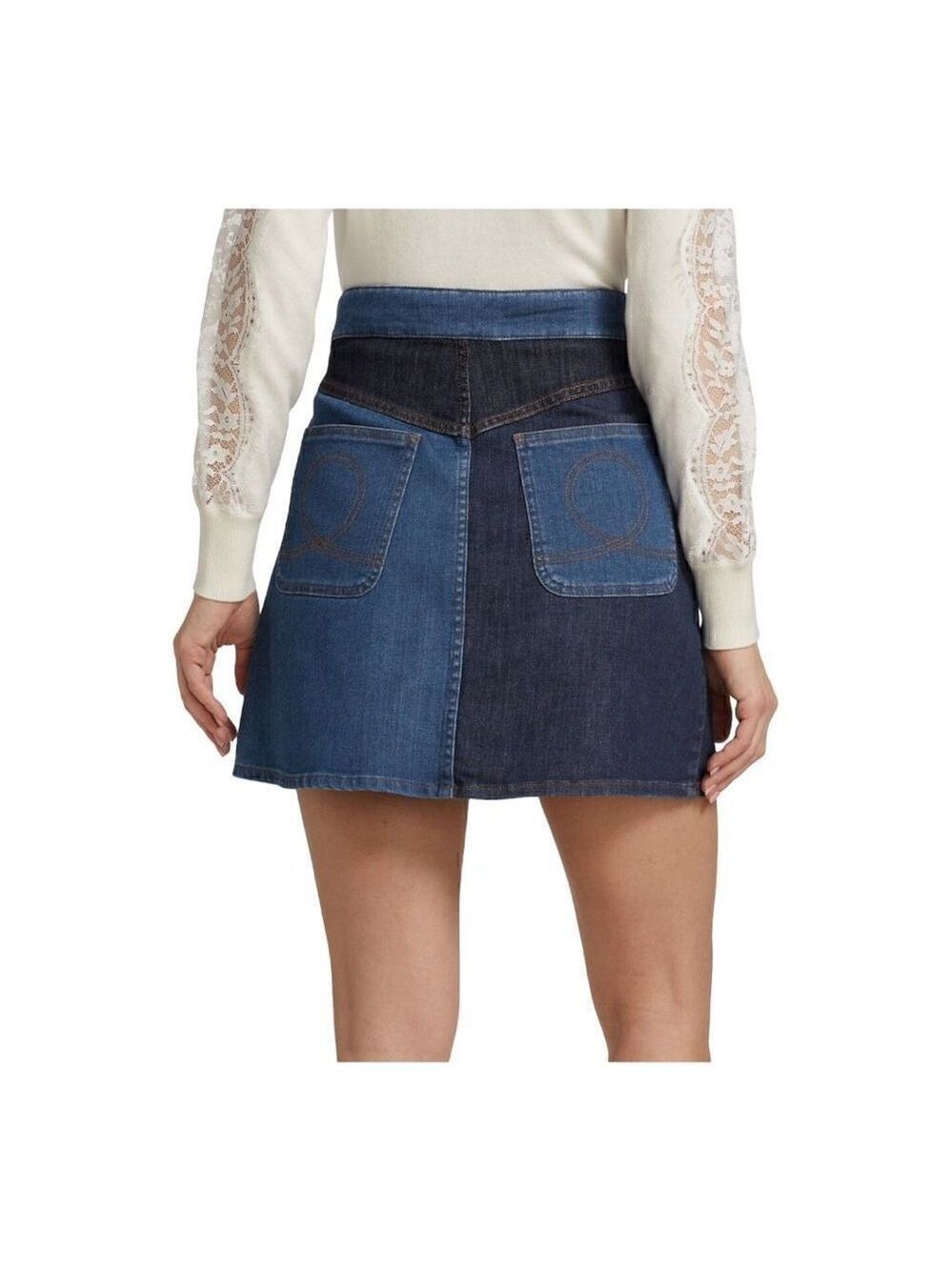 SEE BY Chloe Patchwork Denim Miniskirt Size 2 (34) NWT - Picture 5 of 12